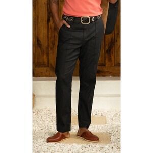 Dandy Del Mar The Brisa Linen Trouser Onyx Black Mens Size 30 Tailored Pants
